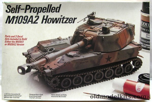 Testors 1/35 Self-Propelled M109A2 or A1 Howitzer - Decals for US National Guard California 1982 / US Army Europe / Israeli Army, 779 plastic model kit